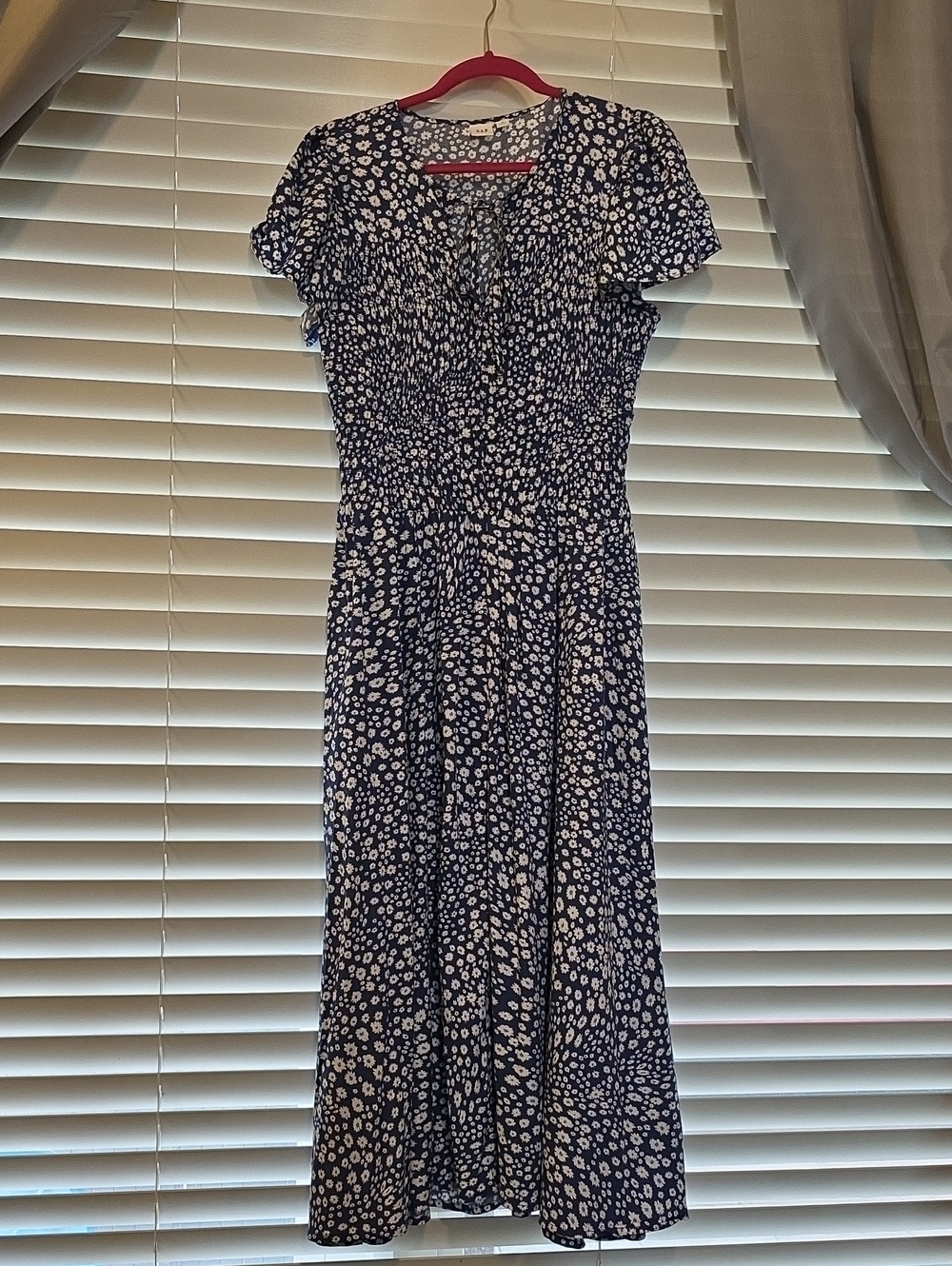 GAP Navy and White Floral Midi Dress